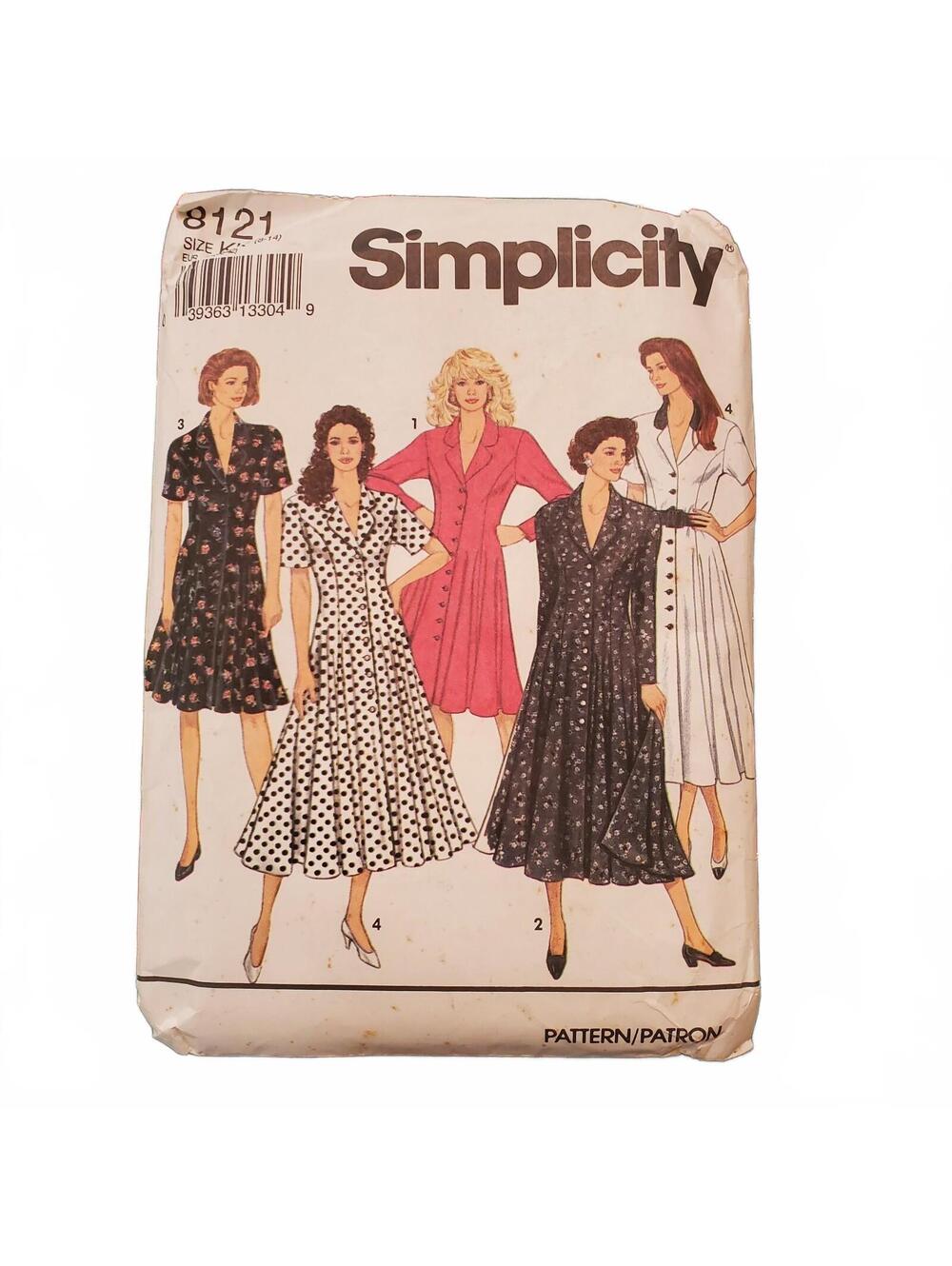 Simplicity 8121 misses dress sewing pattern UNCUT FF 90s 80s 70s Vintage